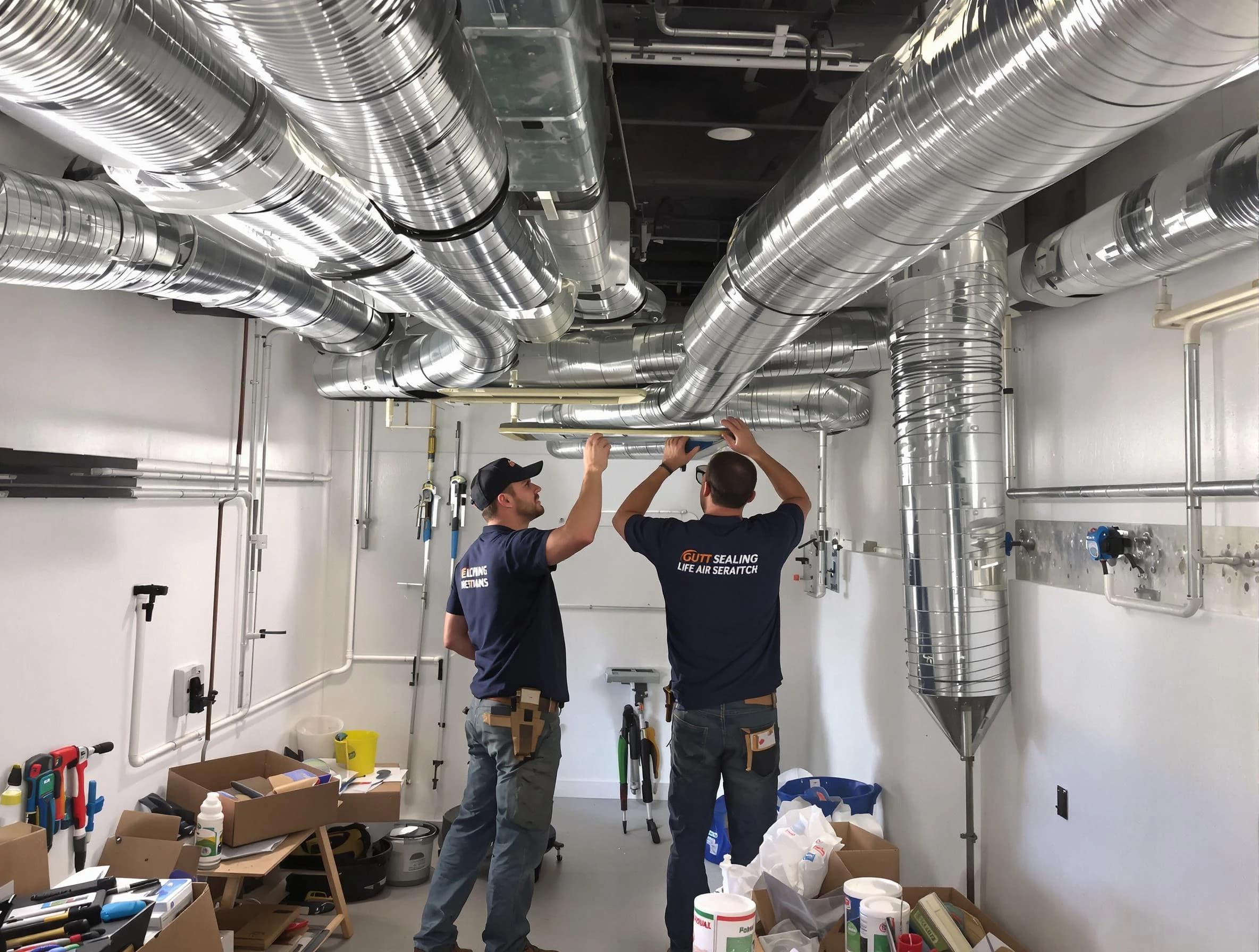Evans Air Duct Cleaning technician applying professional duct sealing solutions in Evans