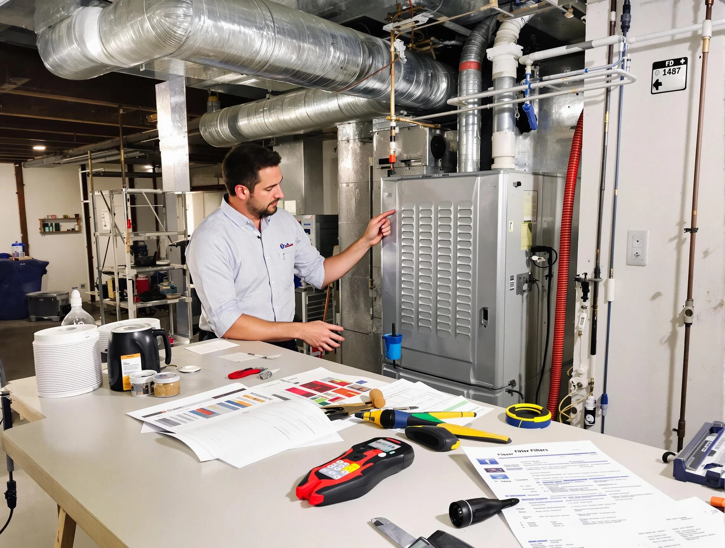 Evans Air Duct Cleaning inspector conducting detailed filter system evaluation using professional diagnostic tools in Evans