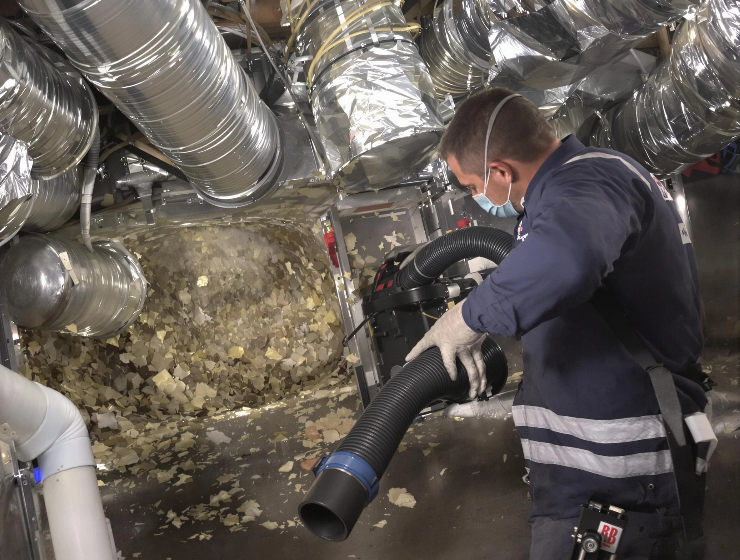 Evans Air Duct Cleaning specialist operating negative pressure cleaning equipment for thorough duct maintenance in Evans