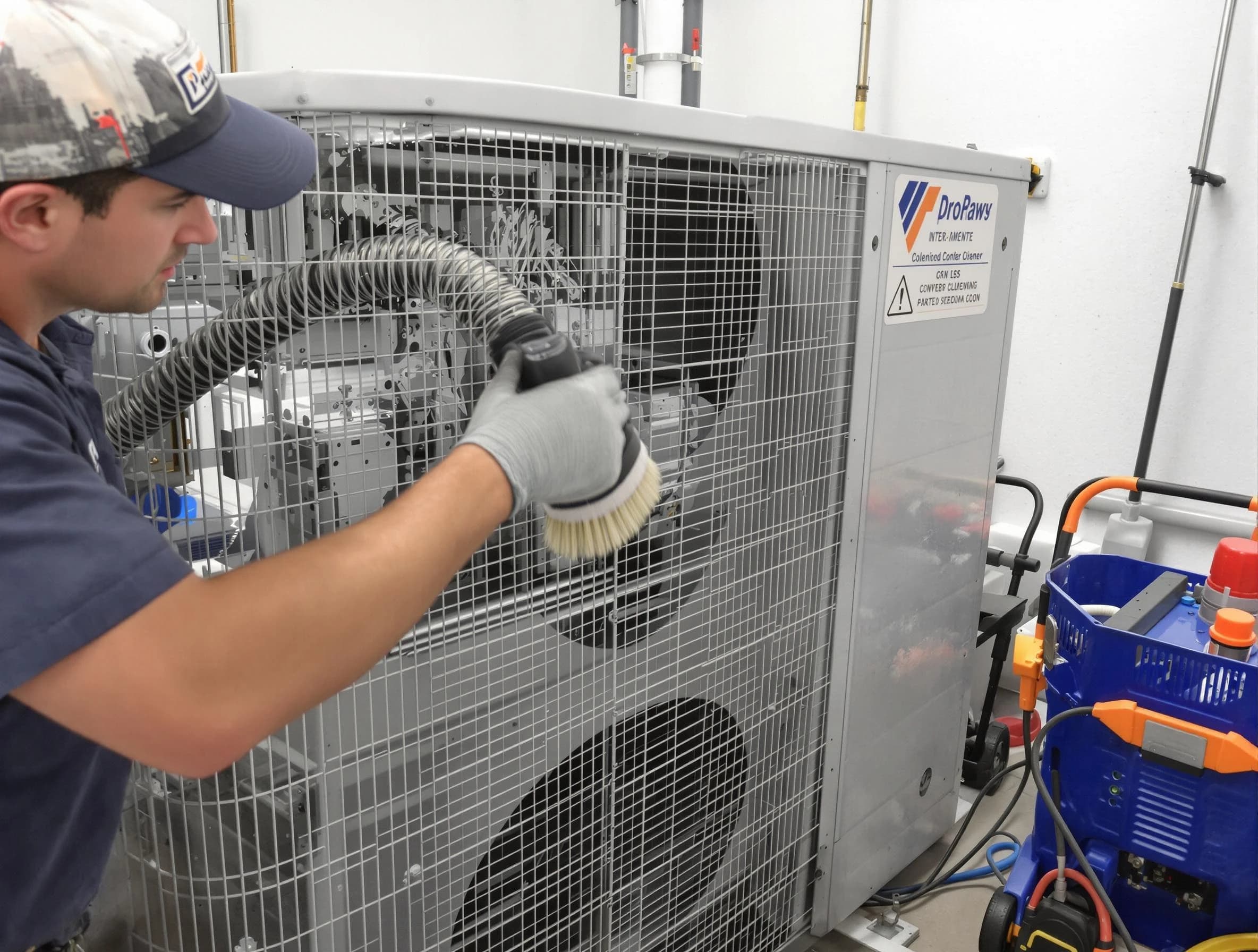 Evans Air Duct Cleaning specialist performing precision AC coil cleaning for improved system performance in Evans