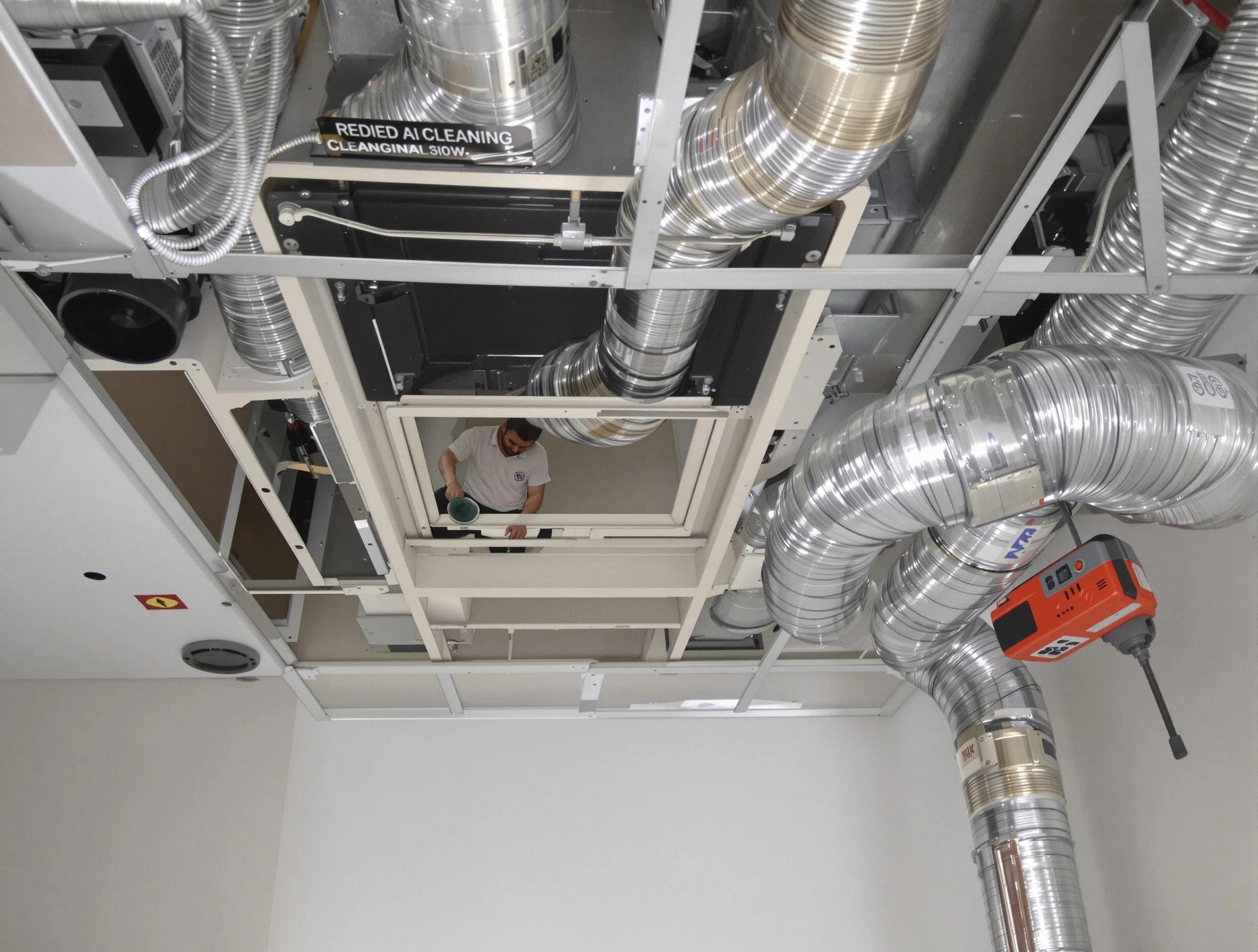 Evans Air Duct Cleaning technician performing detailed central duct system cleaning in Evans