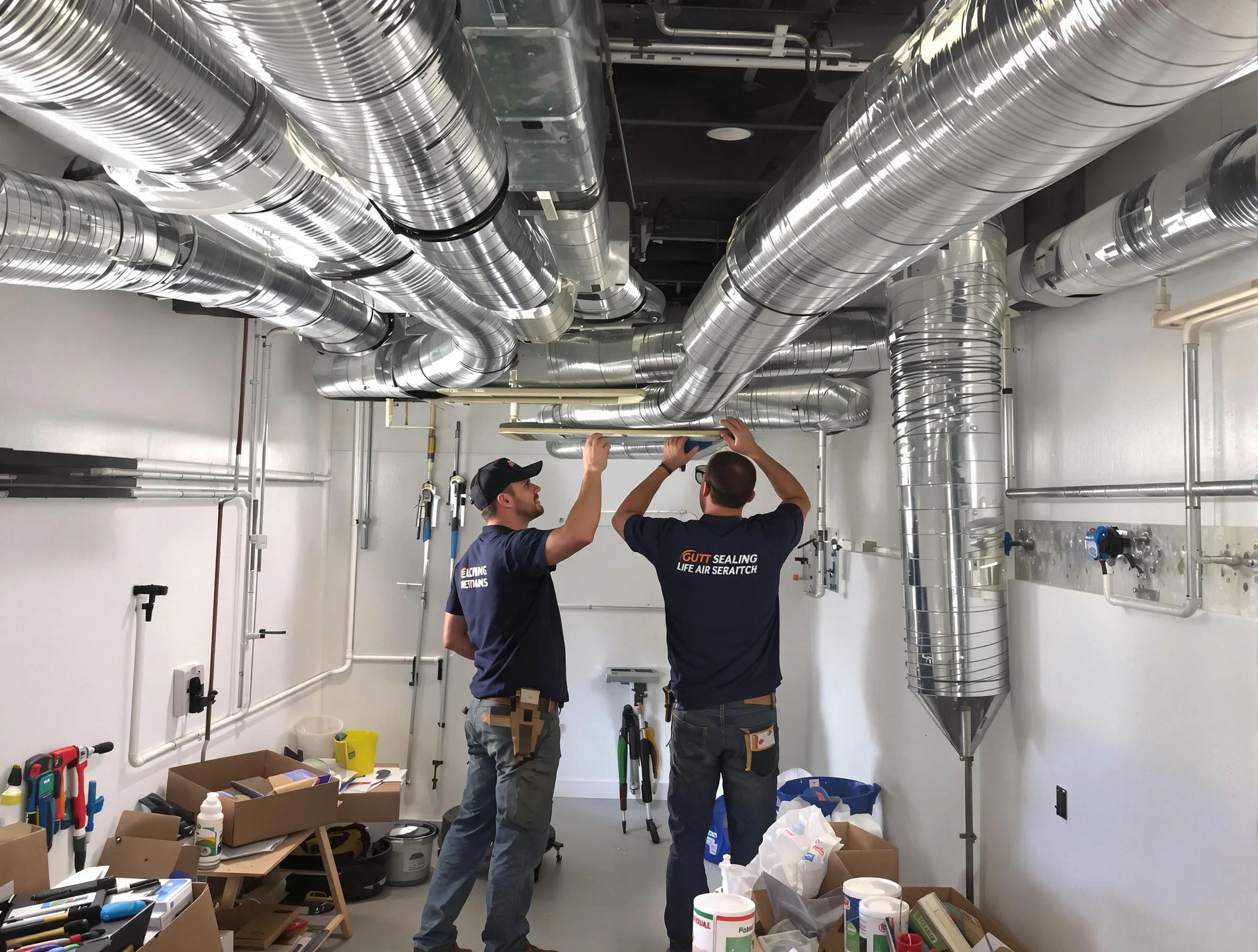 Evans Air Duct Cleaning technician applying professional duct sealing solutions in Evans