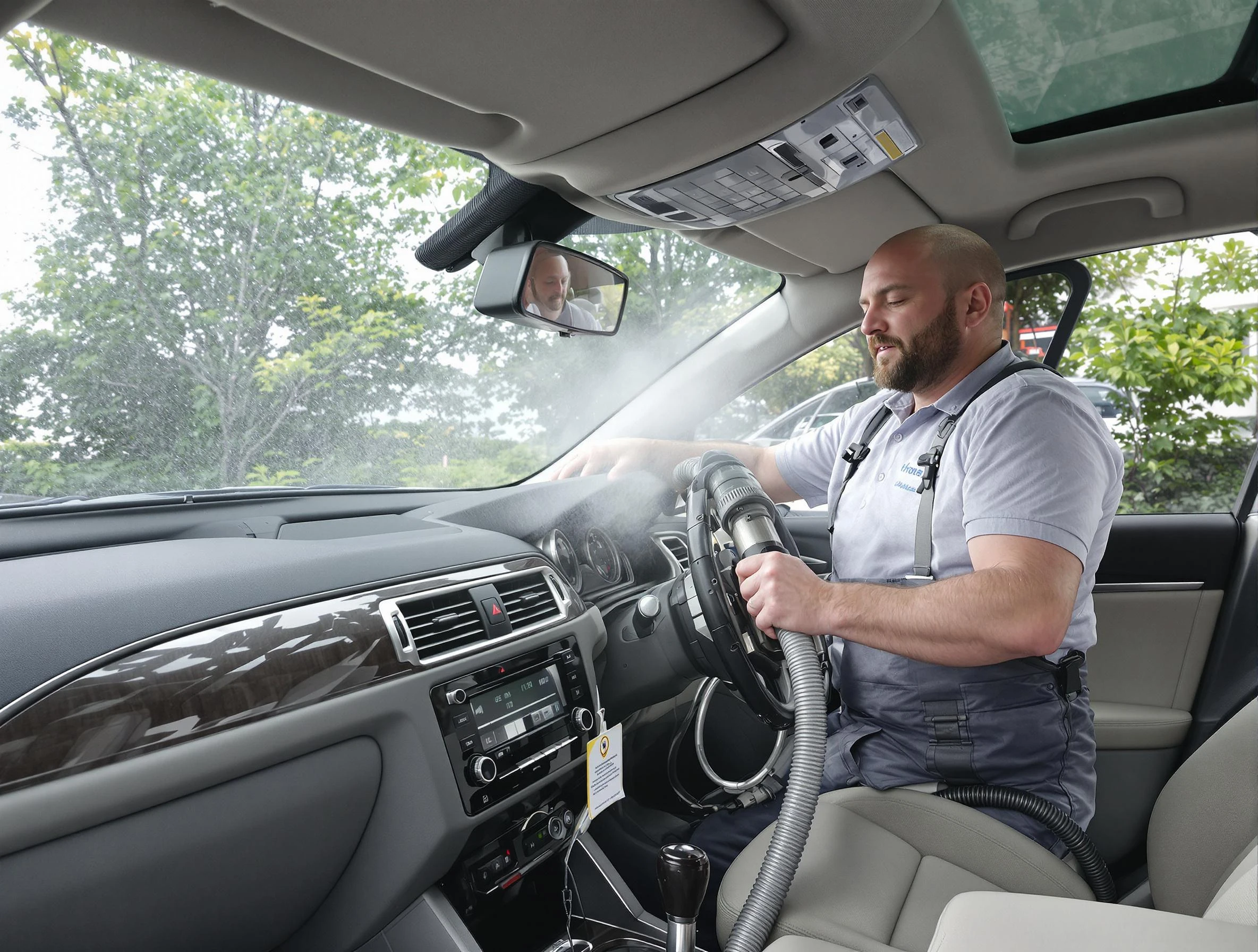 Evans Air Duct Cleaning specialist performing professional car duct cleaning in Evans